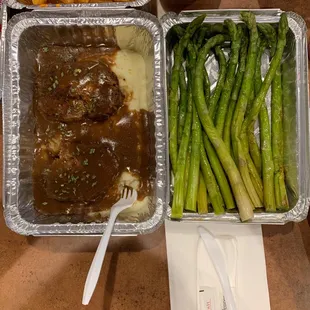 Meatloaf and asparagus