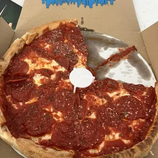 Deep Dish with pepperoni.