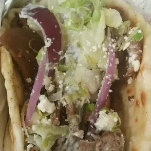 Lamb gyro up close
