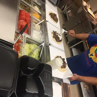 Gyros being made