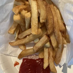 french fries and ketchup
