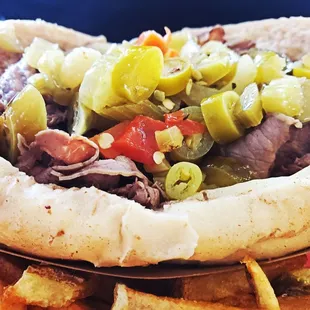 a plate of fries and a hot dog
