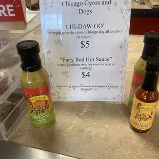 House made bottled sauces