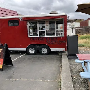 a food truck parked in a parking lot