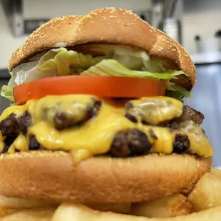 Double cheeseburger chopped steak burger