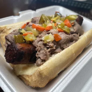 Beef and Sausage Sandwich