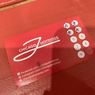 a business card on a table