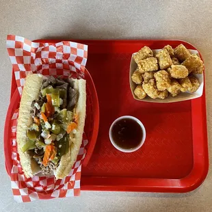 Italian Beef - 6&quot; With Regular Sized Tater Tots