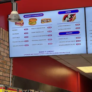 Menu as of June 2022