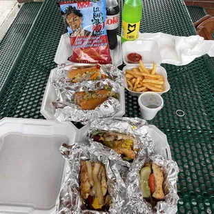 Polish sausage, hot dogs, Italian beef