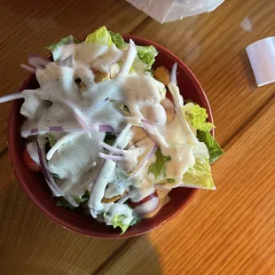 House Salad with Ranch, phenomenal dressing