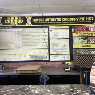 Chicago Pizza Menu