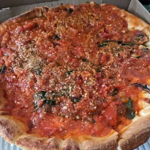 Vegetarian deep dish pizza