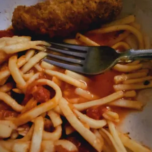 Skip the spaghetti pasta, soft/soggy edged rectangular strands, "normal" "typical" style per manager of CPK