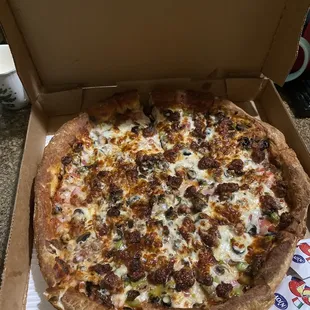 Supreme deep dish pizza