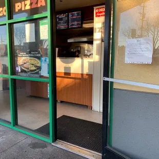 the entrance to the restaurant