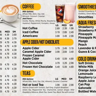Drink menu