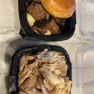 Prime Brisket Sandwich and Pulled Chicken