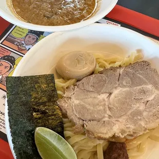 Spicy tsukemen with egg