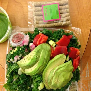 Kale salad and garlic stix