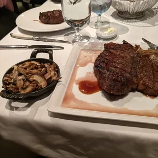 Porterhouse and wild mushrooms