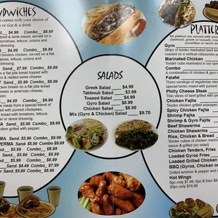 Menu, Sandwiches, Salads, Platters
