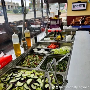 a salad bar at a restaurant