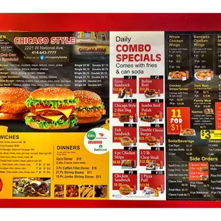 Menu. Chicago Style @ 2221 W National Ave, Milwaukee, WI Gyros Wings Italian Beef Chicken Polish Sausage Jim Shoe Sandwich etc. Cool !