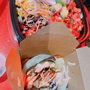 Taco salad and fish taco