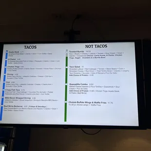 Menu on screen