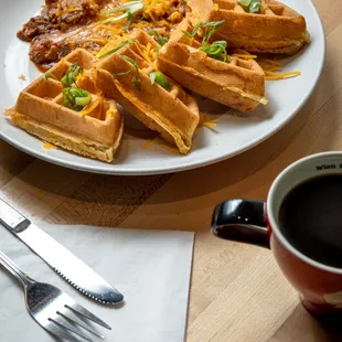 waffles, food