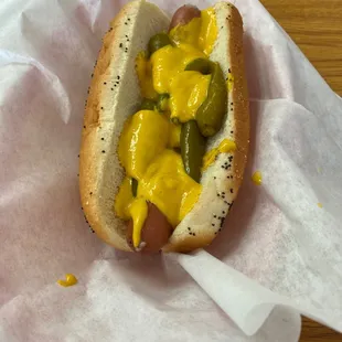 As it should be extra mustard & sports peppers