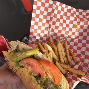 Chicago dog and fresh fries