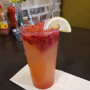 Fresh strawberry lemonade.