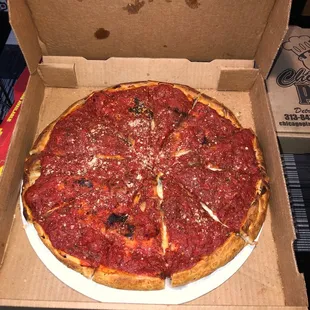 Large Chicago style Deep Dish Pizza