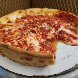 a deep dish pizza