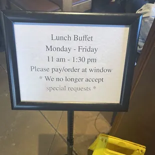 Lunch menu sign.