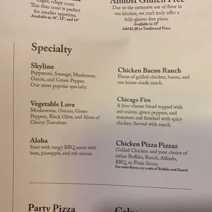 Specialty Pizzas