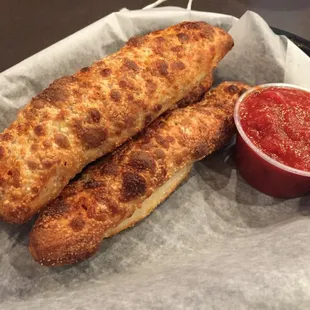 Tasty pepperoni stuffed breadsticks. I love how there are tiny pepperonis.