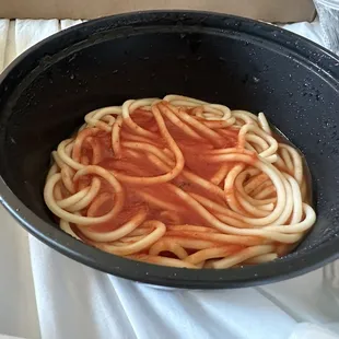 1 out of 5, Watery, tasteless, pasta overcooked, tasted microwaved. Definitely not the advertised authentic fresh Italian spaghetti.