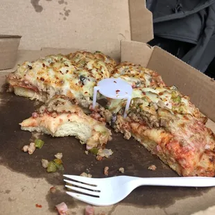 Sicilian style thick crust pizza...not Chicago Deep Dish. ‍