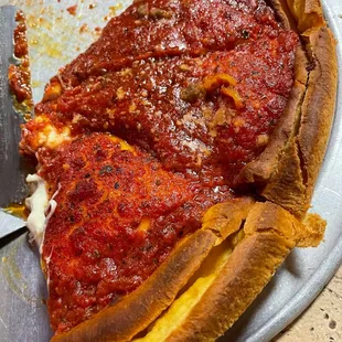 Meat lover deep dish pizza pie