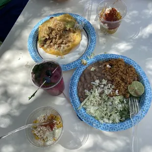 two plates of food on a table