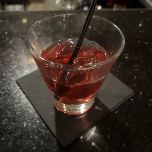 a drink in a glass