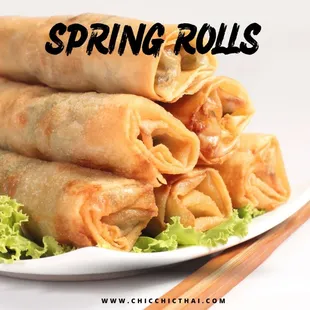 a plate of spring rolls