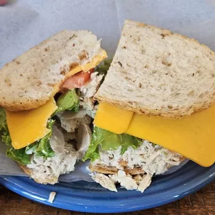 "The Nancy" - homemade tuna with Vermont cheddar on whole wheat!