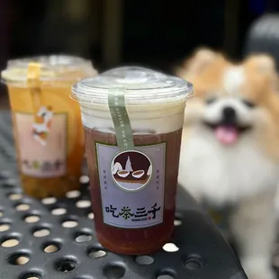 Cassia Black Tea w/ mousse ($7.25) + Classic Fruit Tea ($8.50)