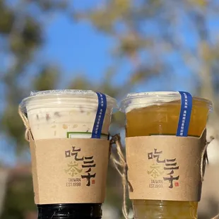 Dong Dong Oolong Tea with Cream &amp; Bubble / Mango Osmanthus Oolong Tea with Konjac