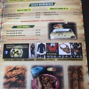 a menu for a mexican restaurant