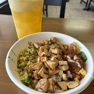 Al Pastor Chicken Chicho's Bowl &amp; Passionfruit Juice all Under $15 with tip
